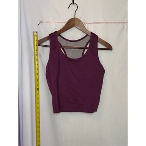 Reebok Women Sports Bra Tank Top Purple Racerback Athletic Workout Size L